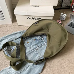 Green canvas crescent shoulder bag stylish casual crossbody bag for women daily travel