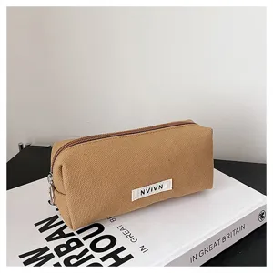 Canvas pencil case minimalist stationery storage bag cosmetic pouch detailed product view