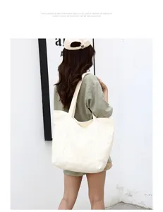 Sac cabas en toile décontracté pour femme grand sac porté épaule minimaliste shopping
