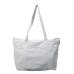 Large capacity solid color casual canvas tote bag commuting shoulder bag with multi pockets