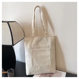 Beige canvas tote bag large capacity shoulder bag casual student book bag product detail view