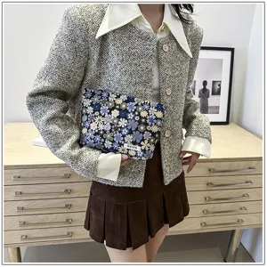 Floral print cosmetic bag makeup pouch stylish portable storage organizer clutch purse.