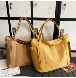 Casual minimalist canvas tote bag large capacity shoulder bag for women daily commute