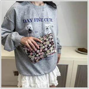 Portable floral cosmetic bag for travel daily makeup pouch storage organizer clutch