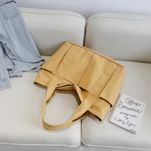 Women's Large Capacity Canvas Tote Bag Casual Korean Fashion Shoulder Bag Multi-Pocket Daily Commuter Handbag