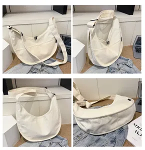 Sac bandoulière décontracté en toile pour femme, grand sac fourre-tout style japonais.