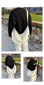 Sac bandoulière en toile décontracté pour femme, grand sac slouchy style japonais minimaliste.