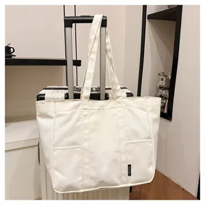 Japanese canvas tote bag large capacity shoulder handbag for women daily casual student use.