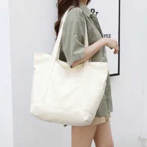 Grand sac cabas en toile pour femme, sac à épaule décontracté et pratique sac de shopping.