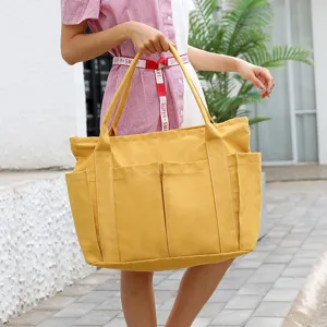 Women large capacity canvas tote bag Japanese style casual shoulder bag for daily use