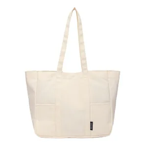 Large capacity canvas tote bag casual shoulder bag for women daily commuting and school use.