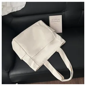 minimalist cream canvas tote bag casual everyday large capacity shoulder handbag for women