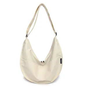 Casual nylon crossbody shoulder bag for women, large capacity crescent hobo dumpling bag.