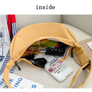Sac à bandoulière décontracté en toile pour femmes, grand sac banane tendance.