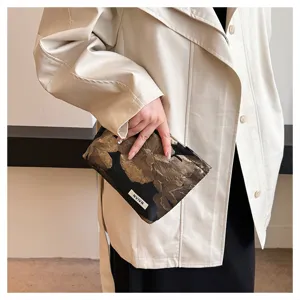 Floral jacquard cosmetic bag, elegant cotton floral pattern large capacity clutch pouch detail view.