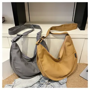 Sac bandouliere en toile de grande capacite style japonais sac de boulette de loisir femme