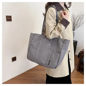 Japanese canvas tote bag, large capacity shoulder handbag for women daily college class use.