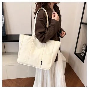 Japanese canvas tote bag, large capacity shoulder handbag for women daily casual use.