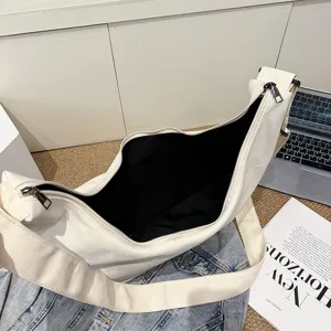 Sac à bandoulière décontracté en toile pour femme, grand sac fourre-tout polyvalent.