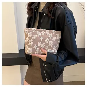 Portable plum blossom cosmetic bag large capacity makeup pouch stylish clutch handbag