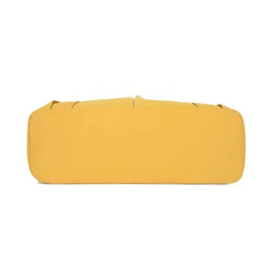 Yellow canvas tote bag bottom detail view, durable fabric, minimalist daily casual handbag.