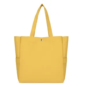 Korean style canvas tote bag, casual daily shopping shoulder bag with snap button closure.