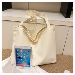 Korean style canvas tote bag for women casual large capacity shoulder shopping bag durable fabric