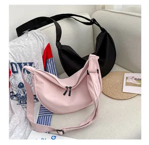 Sac bandoulière en toile style coréen pour femme, grand sac fourre-tout décontracté.