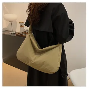 Korean style padded tote bag, large capacity casual shoulder crossbody bag for women daily commute.