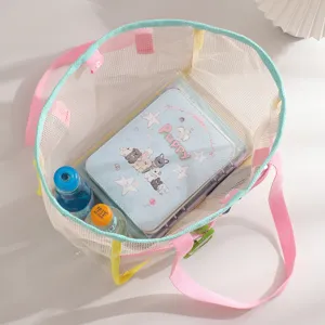 Borsa shopper in rete estiva donna, grande borsa da spiaggia tracolla per viaggio.