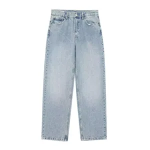 Women's high-waisted light wash straight leg denim jeans casual trousers daily wear
