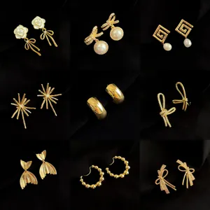 18K vergoldete Ohrclips für Damen, schmerzfrei ohne Ohrloch, modischer vielseitiger Ohrschmuck.