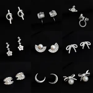 Clip Ohrringe Set ohne Ohrloecher süß und cool minimalistischer Stil mit Perle und Zirkon.