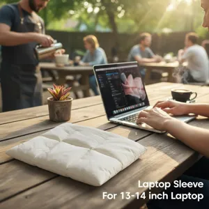 Custodia trapuntata bianca per laptop da 13-14 pollici, borsa protettiva morbida per computer uso.