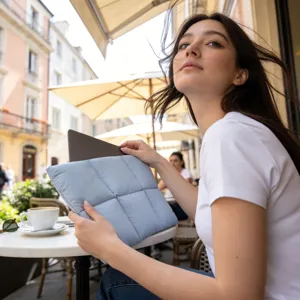 Custodia per laptop trapuntata leggera 13-14 pollici borsa protettiva morbida blu