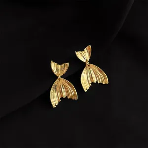 Goldene Meerjungfrauen Schwanz Ohrringe Clip auf Design Metall Ohrschmuck Mode Damen.