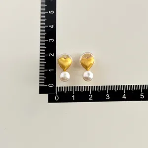 Goldene Herz Perle Ohrclips schmerzfreie Clip-Ohrringe fuer Damen elegant schmuck