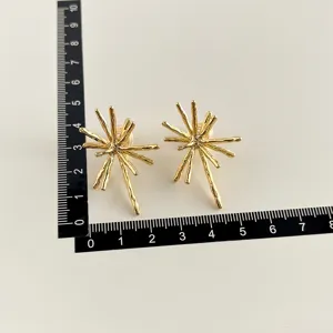 Nahaufnahme von goldenen Stern-Ohrclips mit Messlineal zur genauen Groessenbestimmung.