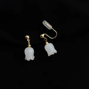 Elegant lily of the valley clip-on earrings with 18k gold plated non pierced comfort design.