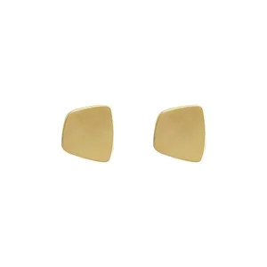 Gold irregular geometric clip earrings detail, minimalist metal design for non pierced ears.
