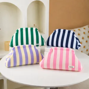 Trendige Farbabstufung Gestreifte Wolke Kosmetiktasche Damen Große Kapazität Weicher Stoff Kulturbeutel Handgehaltene Clutch Tasche