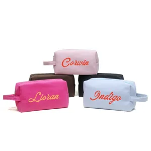 Waffle cosmetic bag portable travel toiletry bag multi-color custom name storage bag