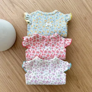 Cute floral pet vest for small dogs and cats, sweet bow design, spring and summer pet clothes.