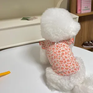 Spring summer dog floral vest cute ruffled pet clothes small dog cat apparel sweet style