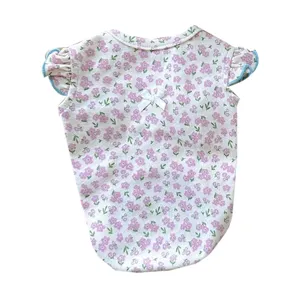 Spring summer floral pet vest for small dogs and cats cute bow design cute puppy clothes