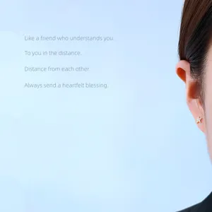 Detailansicht der minimalistischen vergoldeten Zirkonia Stern Ohrstecker für Damen.