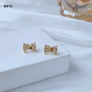Vergoldete Zirkon Schleife Ohrstecker Minimalistische Elegante Dainty Damenschmuck Geschenke