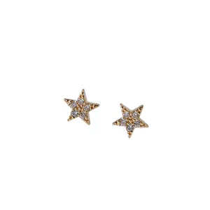 Minimalistische 14K vergoldete Zirkonia Stern Ohrstecker fuer taeglichen eleganten.