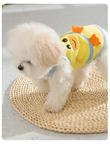 Gilet estivo carino per cani con design di anatra, vestiti leggeri per cani.