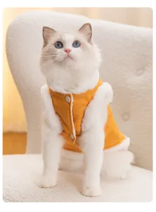 Gezellig warm huisdier vest voor katten en kleine honden, schattige fleece gevoerde jas.